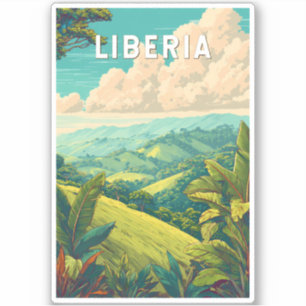 Pegatina Liberia Ilustración Arte de Viajes Vintage