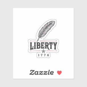 Pegatina Libertad 1776 Diseño Vectorial de Pluma Patriótica