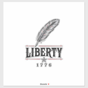 Pegatina Libertad 1776 Diseño Vectorial de Pluma Patriótica