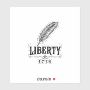 Pegatina Libertad 1776 Diseño Vectorial de Pluma Patriótica