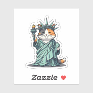 Pegatina Liberty Kitty - Gato como estatua de la libertad