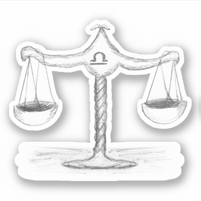 Pegatina Libra Scales Zodiac Sketch (Anverso)