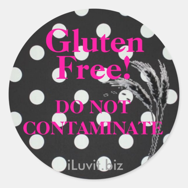 Pegatina LIBRE DE GLUTEN para la Enfermedad Celiac (Anverso)