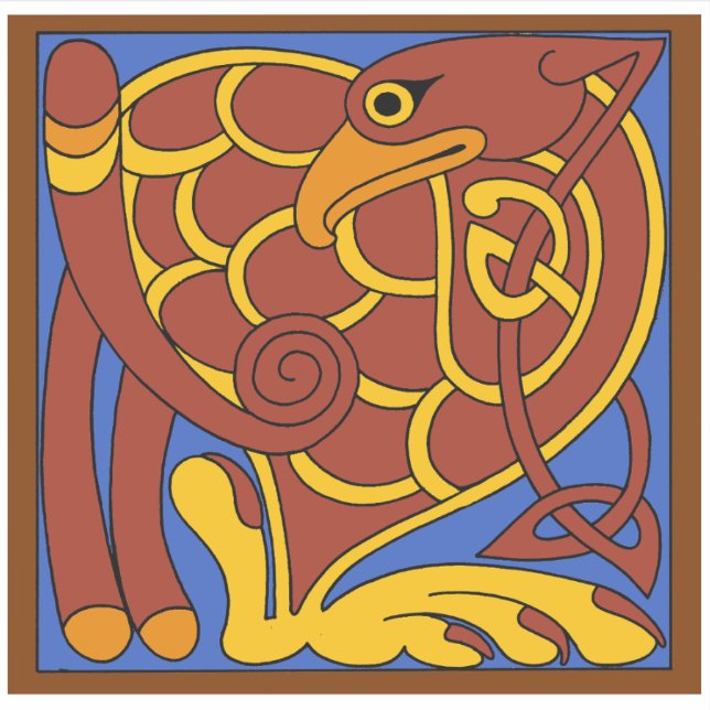 Pegatina Libro De Kells Celtic Knot Pájaro Medieval (Anverso)