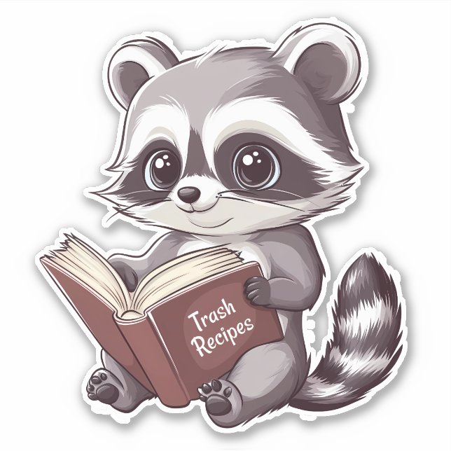 Pegatina Libro de lectura Raccoon (Anverso)
