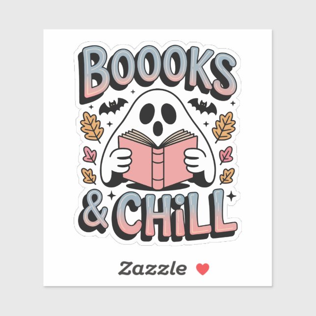 Pegatina Libro de lecturas de fantasmas adorables (Hoja)