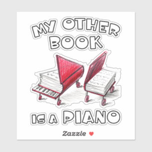 Pegatina Libro De Piano Esbozado Sobre Ruedas Para Amante D