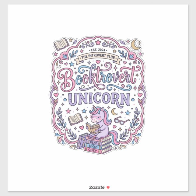 Pegatina Libro de Unicornio Divertido Regalo Diseño (Hoja)