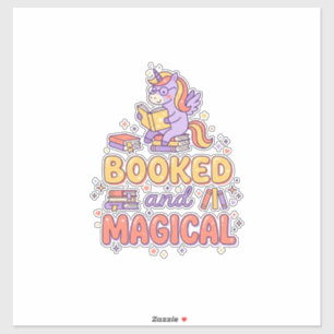 Pegatina Libro de Unicornio y Magia Imprimir Preparado Fond