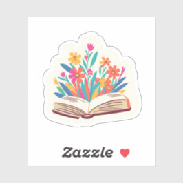 Pegatina Libro en Flor | Flores de Amante de Libros Floral 