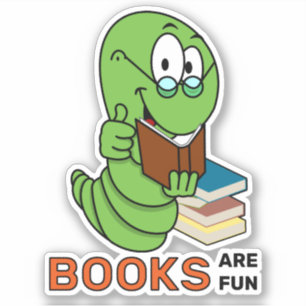 Pegatina Libro Gusano Libros Son Divertidos
