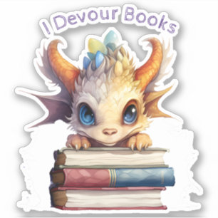 Pegatina *~* Libro lindo leyendo Dragón bebé AP88 I DEVOUR