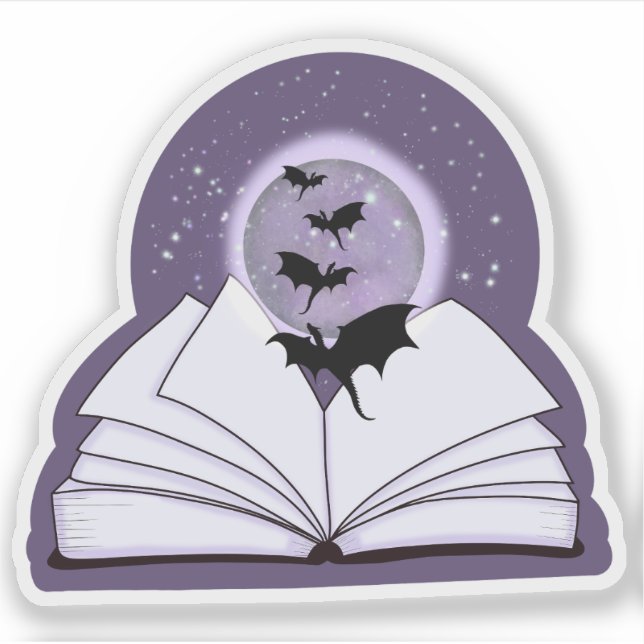 Pegatina Libro y Dragones (Anverso)