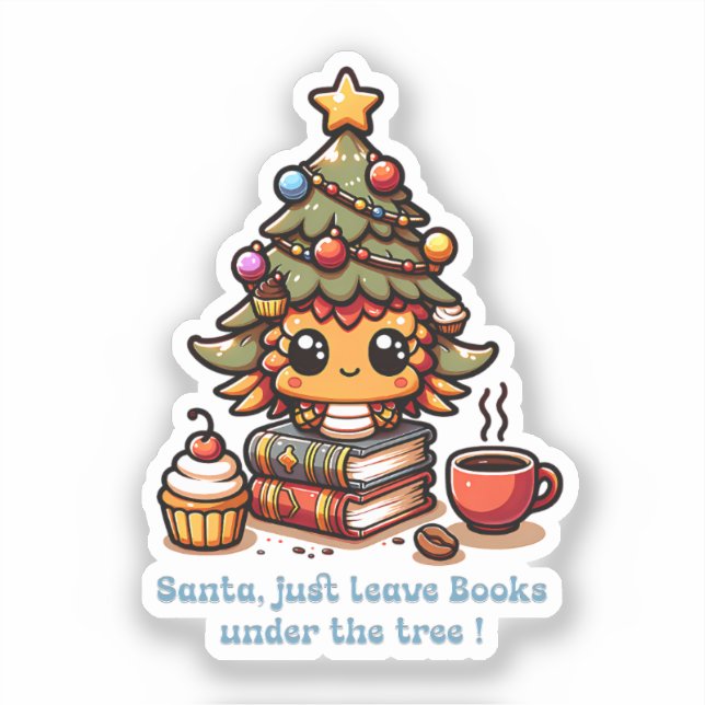 Pegatina Libros bajo el árbol de Navidad kawaii - Divertido (Anverso)