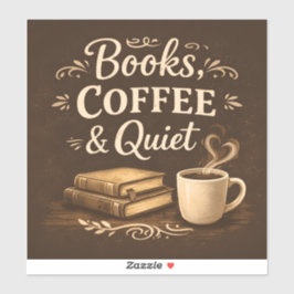 Pegatina Libros, Café y Silencio – Amante de Libros de Dark