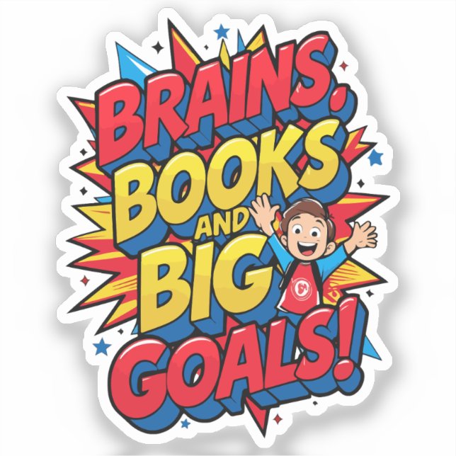 Pegatina Libros de cerebros y grandes objetivos - Diversión (Anverso)