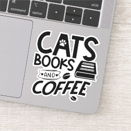 Pegatina Libros De Gatos Tipografía De Café Cita Gusano De 