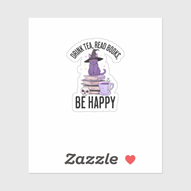 Pegatina Libros de lectura de bebidas Diseño de Halloween d (Hoja)