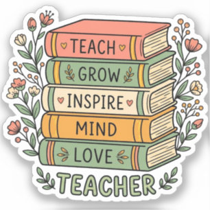 Pegatina Libros de Regalo + Flores Lindas Agradecimiento