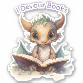 Pegatina *~* Libros leyendo dragón infantil - DEVUELVO AP88