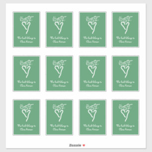 Pegatina Libros para el corazón verde y blanco