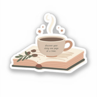 Pegatina Libros y café