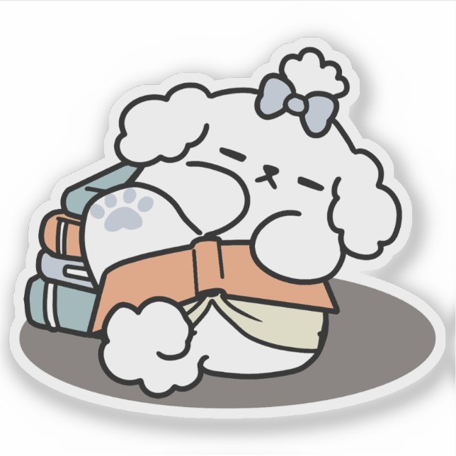 Pegatina Libros y cortezas - Diseño de lectura de perros es (Anverso)