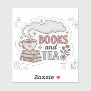 Pegatina Libros y Té - Lectores Elegantes