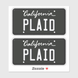Pegatina Licencia Plate Plaid California