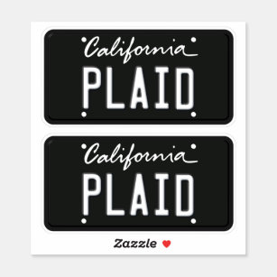 Pegatina Licencia Plate Plaid California