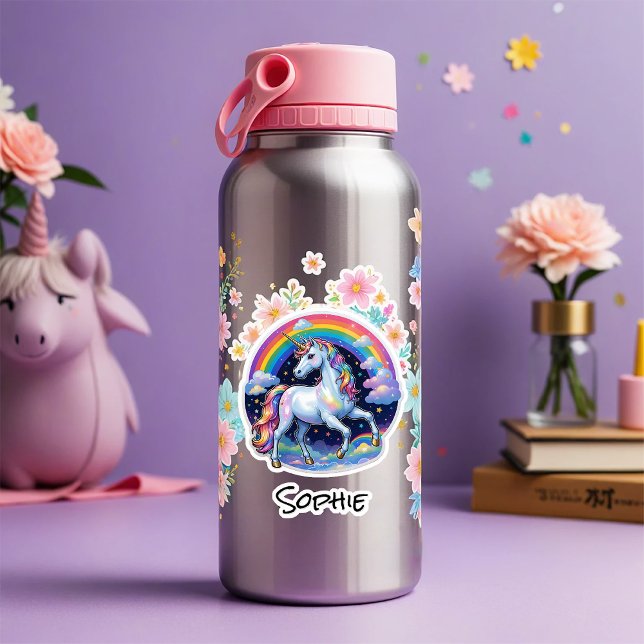Pegatina Licorne de tes rêves prénom arc-en-ciel étoiles (Subido por el creador)