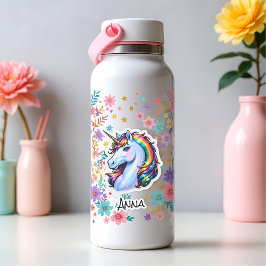 Pegatina Licorne rêves prénom arc-en-ciel étoiles tête