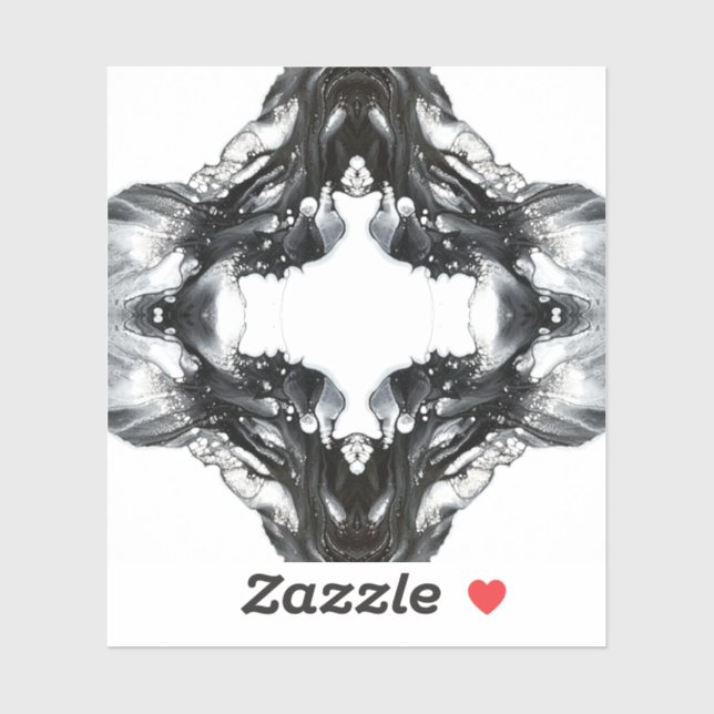 Pegatina Light and Darkness Abstract Black White Fluid Art (Hoja)