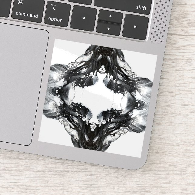 Pegatina Light and Darkness Abstract Black White Fluid Art (Detalle)