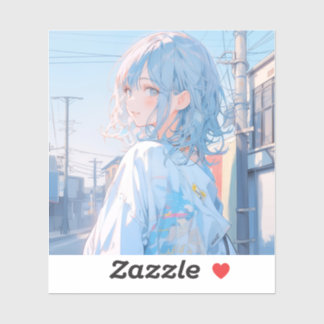 Pegatina Light blue girl | 東京娘 GenerartiveAI シール