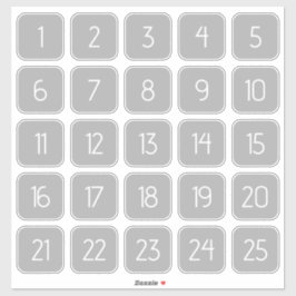 Pegatina Light Gray Customizable Square Number Stickers 