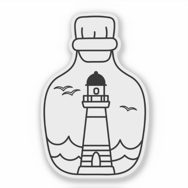Pegatina Lighthouse Black and White Nautical (Anverso)