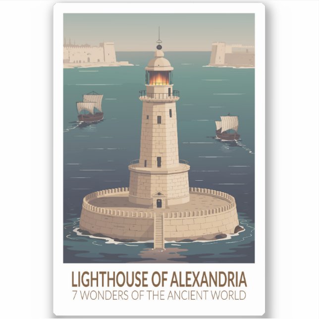 Pegatina Lighthouse of Alexandria 7 Wonders of the World (Anverso)