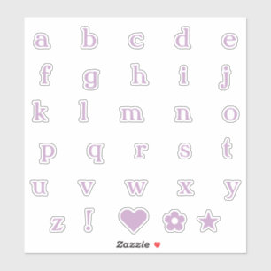 Pegatina Lilac Funda inferior Letras de texto alfabeto Estr