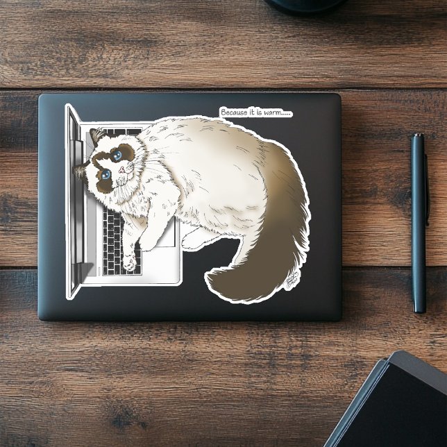 Pegatina Lilac Laptop Cat Funny Cute (Subido por el creador)