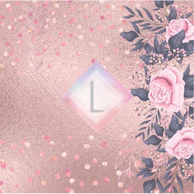 Pegatina Lilibet Monograma Rosegold Floral fit para Princes (Anverso)