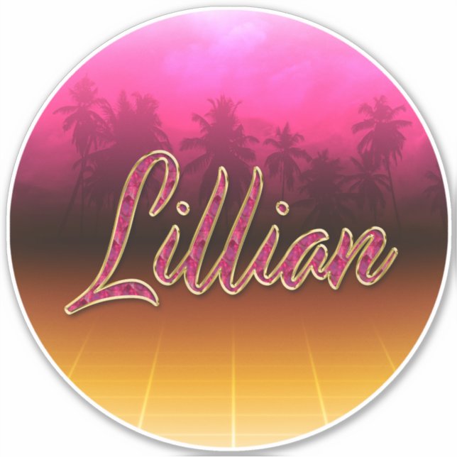 Pegatina Lillian Vorname Name golden pink Aufkleber Sticker (Anverso)