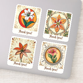 Pegatina Lilly Flowers Groovy Retro Personalizado