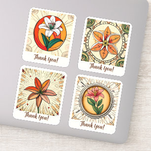 Pegatina Lilly Flowers Groovy Retro Personalizado