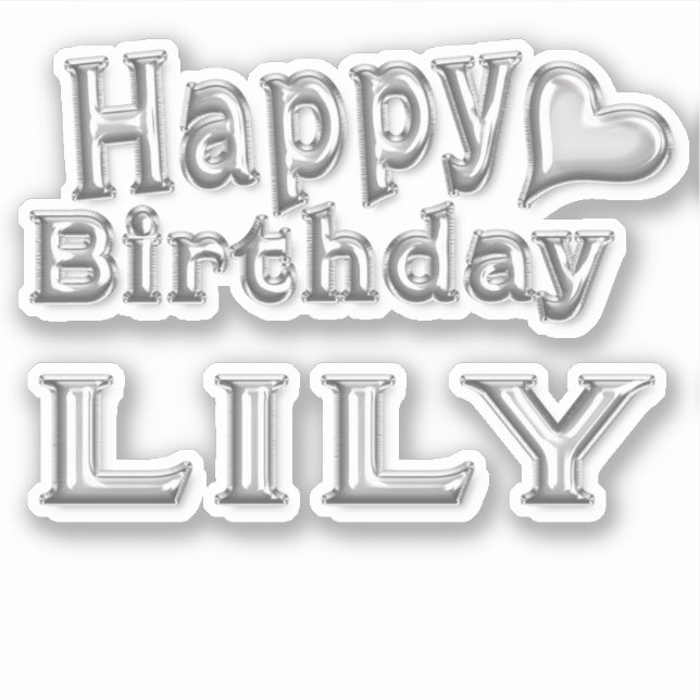 Pegatina Lily Happy Birthday silver Aufkleber Sticker (Anverso)