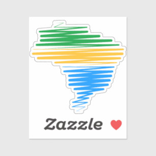 Pegatina Límite de mapa de Brasil con colores de bandera br