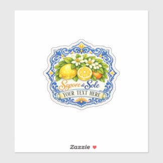 Pegatina Limon Mediterráneo de Azulejo – Arte acuarela con