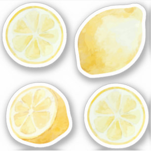 Pegatina Limonada limones amarillos rodajas conjunto acuare