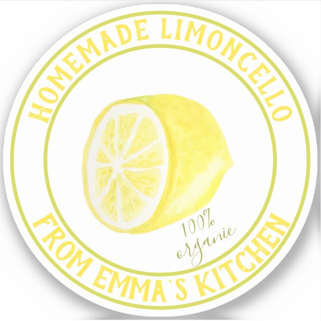 Pegatina Limoncello casero - 100% orgánico - impermeable (Anverso)