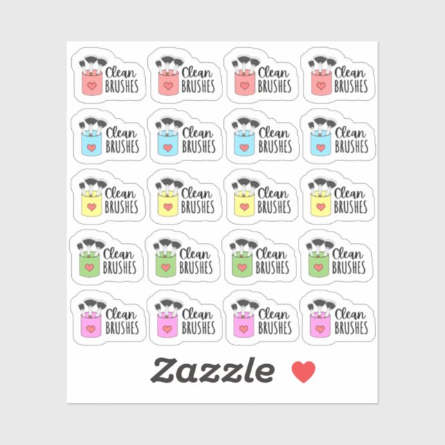 Pegatina Limpiar los cepillos de maquillaje Tareas Organiza (Hoja)